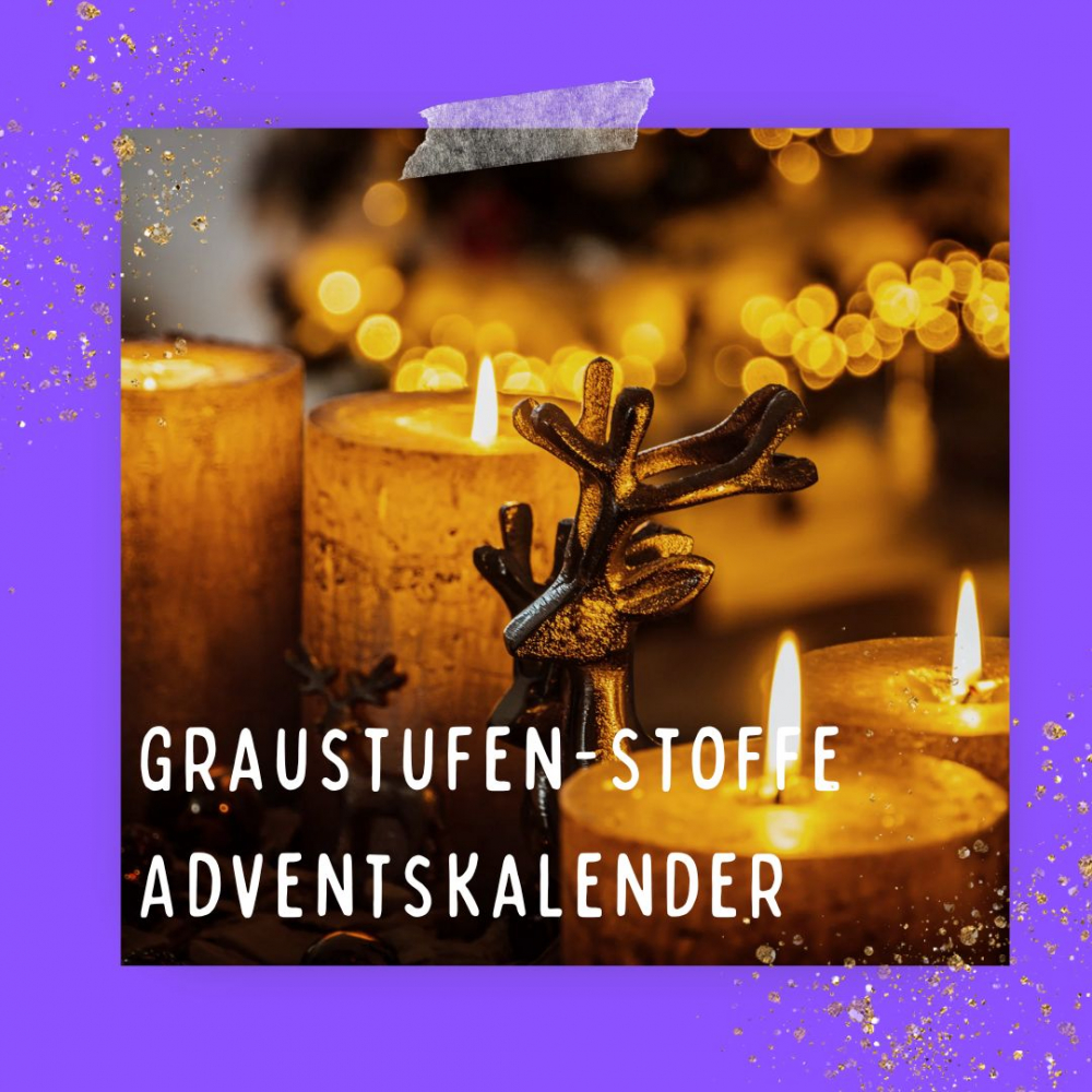 Graustufen-Stoffe Stoff-Adventskalender 2024 - mini - 4 exklusive Bio-Eigenproduktionen